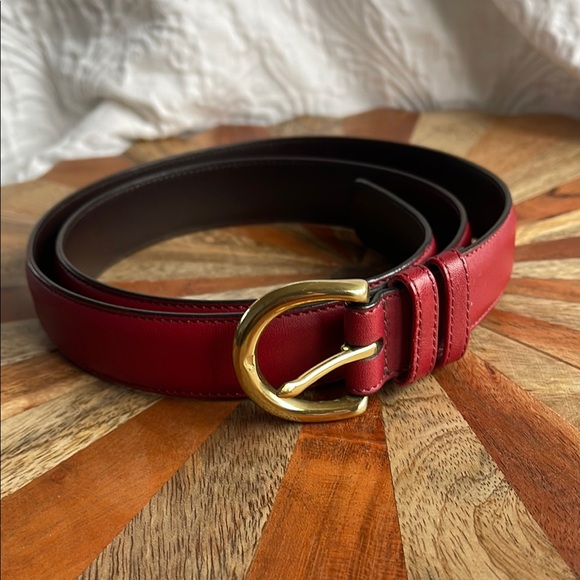 Coach Red Leather Belt with brass Buckle size large - Picture 1 of 4